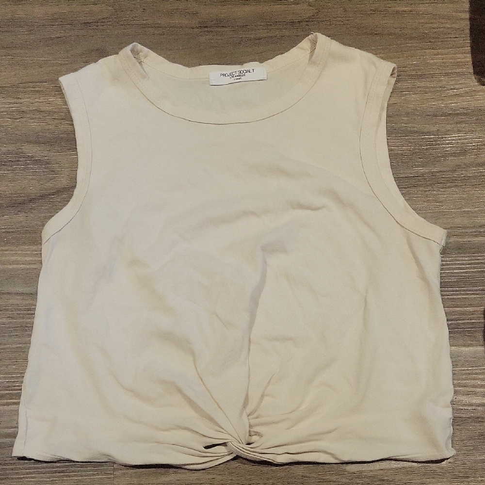 Project Social T Cream Sleeveless Top